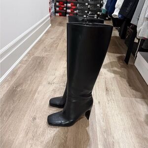Zara Black Square Toe Knee High Boot